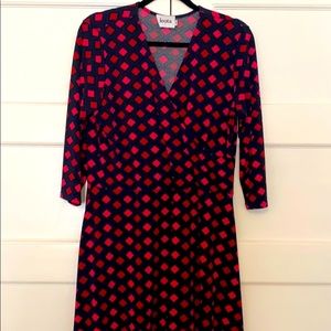 Geometric faux wrap dress